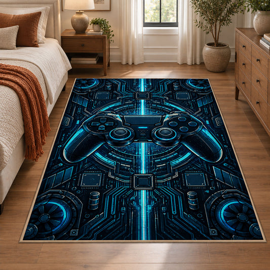 Blue Circuit Controller Area Rug shown in room setting, view 1