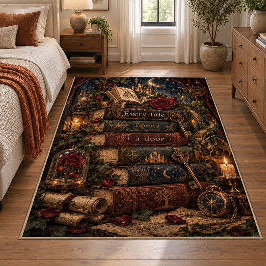 Antique Storybook Stack Area Rug shown in room setting, view 1