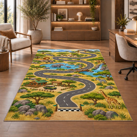 Green Countryside Road Rug, room view 1