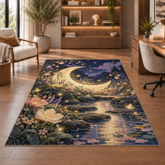 Moonlit Floral Stream Rug, room view 1