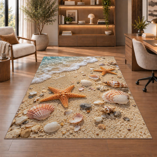 Starfish Shell Beach Rug, room view 1