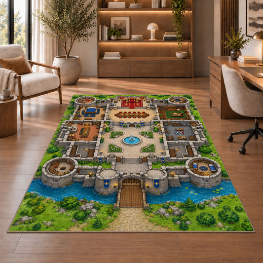 Castle Garden Plan Rug, Printed Area Carpet for Kids Bedroom and Cozy Living Room Decor - image 1