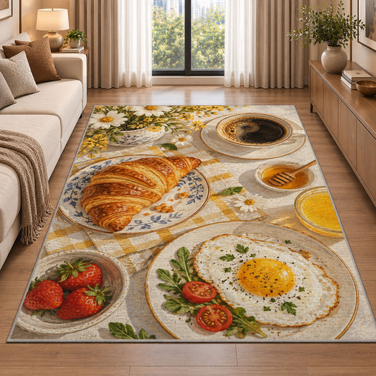 Breakfast Coffee Table rug in a bright living room with a sofa