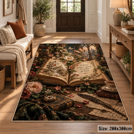 Floral Storybook Garden Area Rug shown in room setting, view 2
