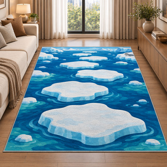 White Cloud Trail Blue Sky Rug, room view 2