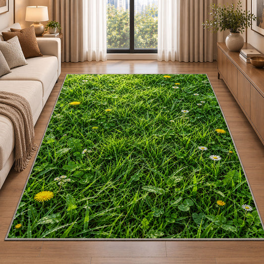 Green Meadow Grass Rug, room view 2