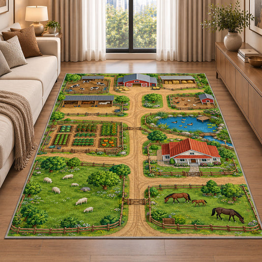 Farm Field Paths Rug, Printed Area Carpet for Kids Bedroom and Cozy Living Room Decor - image 2