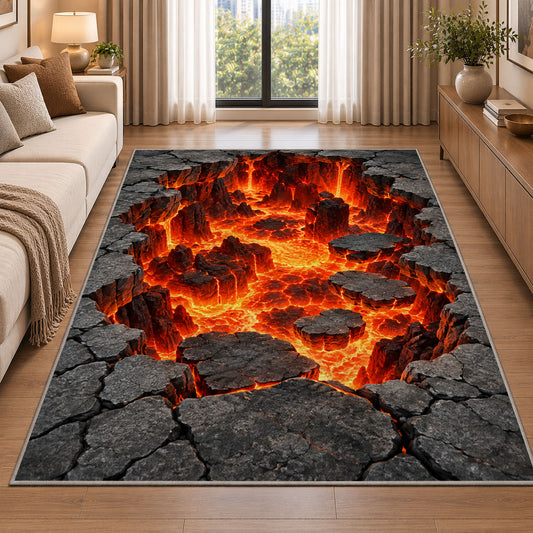Molten Lava Opening Rug, Printed Area Carpet for Kids Bedroom and Cozy Living Room Decor - image 2