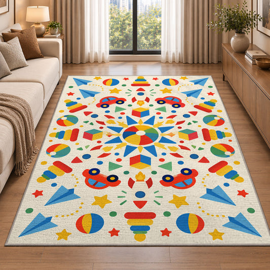 Colorful Shape Scatter Rug, Printed Area Carpet for Kids Bedroom and Cozy Living Room Decor - image 2