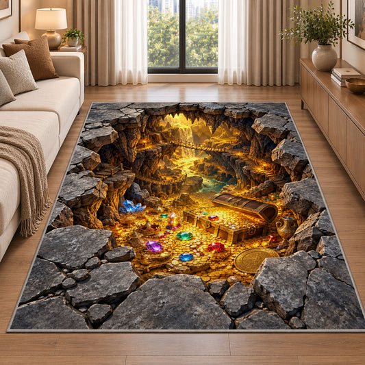 Golden Stone Vortex Rug, Printed Area Carpet for Kids Bedroom and Cozy Living Room Decor - image 2