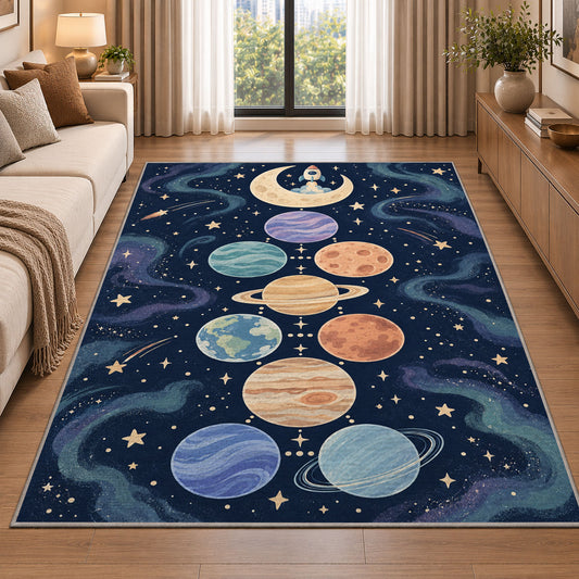 Pastel Planet Path Rug, Printed Area Carpet for Kids Bedroom and Cozy Living Room Decor - image 2