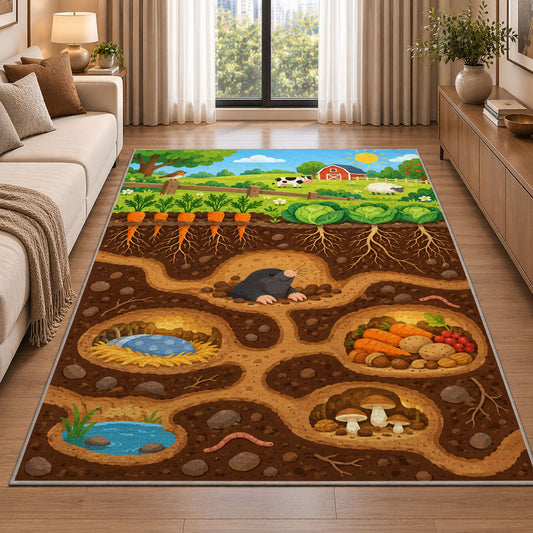 Woodland Burrow Rooms Rug, Printed Area Carpet for Kids Bedroom and Cozy Living Room Decor - image 2