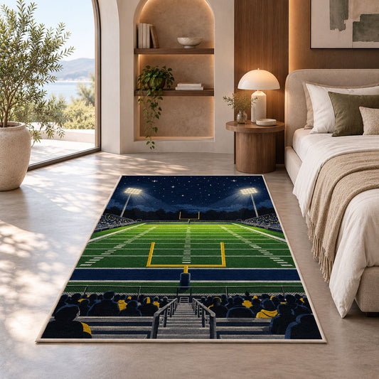 Friday Night Football rug in a bedroom with an arched window