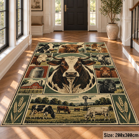 Cow Farm Patchwork area rug, view 4