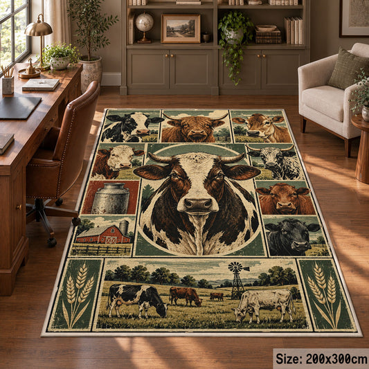 Cow Farm Patchwork area rug, view 5