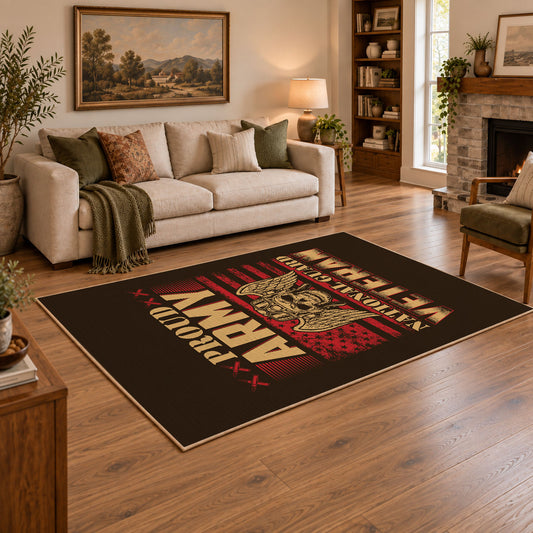 patriotic American biker skull vintage motorcycle area rug, styled product view 2
