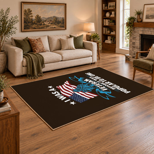 dark patriotic eagle flag freedom vintage area rug, styled product view 2