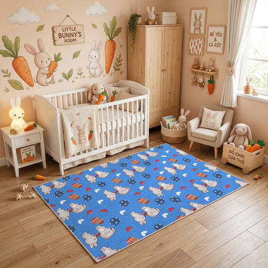 Blue Easter Bunny Egg Pattern Rug — full rug design