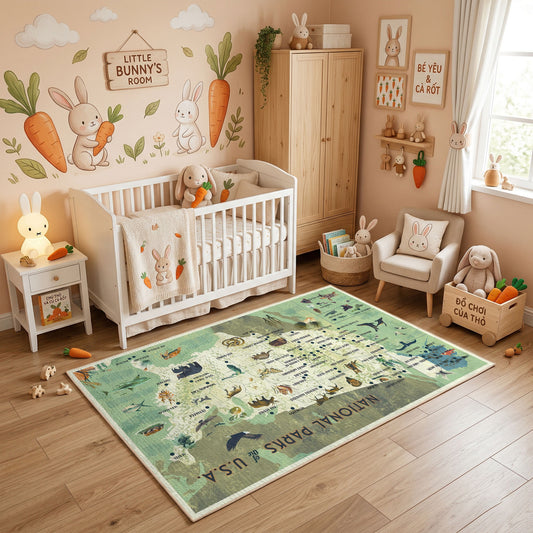 Illustrated USA Map Area Rug — full rug design