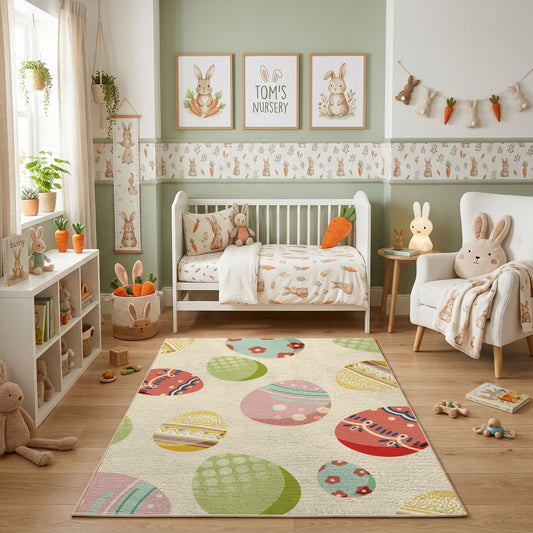 Pastel Easter Egg Pattern Rug — full rug design