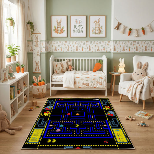 Retro Arcade Maze Area Rug — full rug design