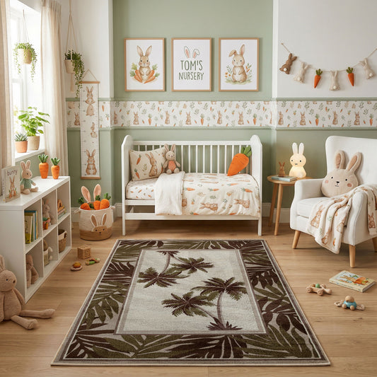 Tropical Palm Landscape Rug — full rug design
