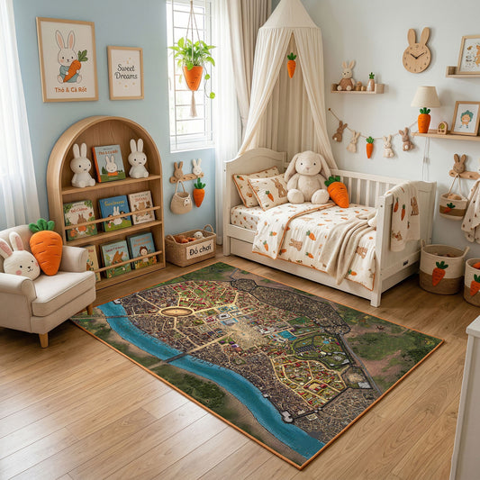 Illustrated City Map Area Rug — full rug design