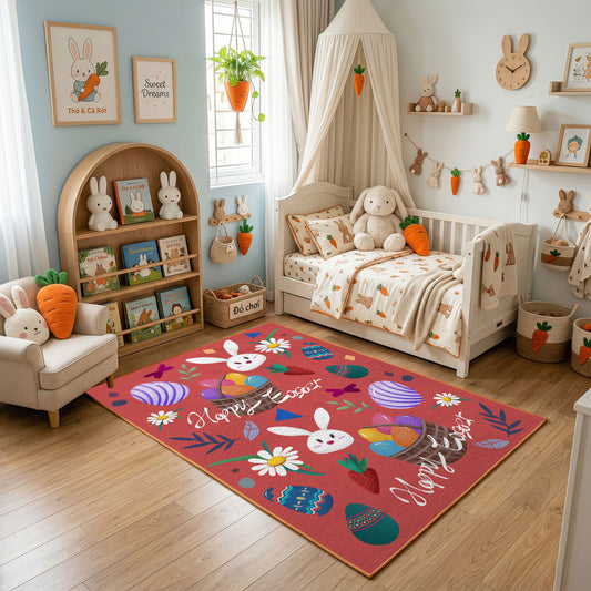 Happy Easter Bunny Area Rug — full rug design