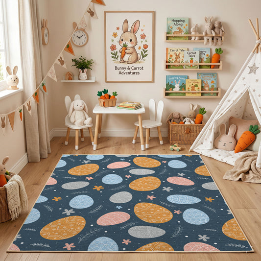 Dark Pastel Easter Egg Pattern Rug — full rug design