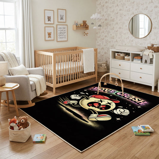 Retro Cartoon Runner Area Rug — styled nursery room view