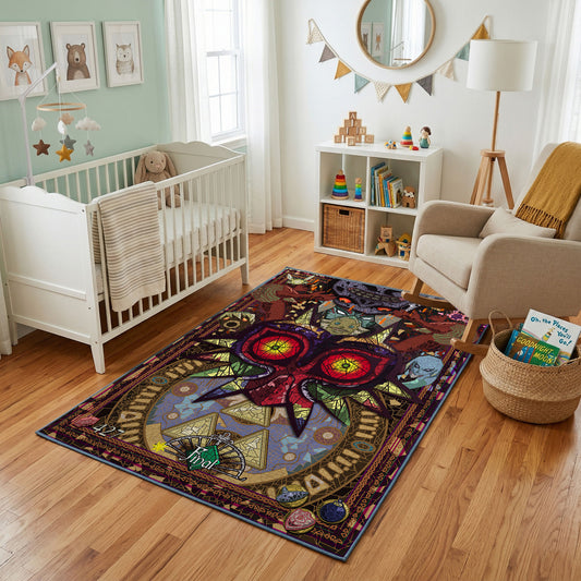 Mystical Owl Clock Area Rug — full rug design