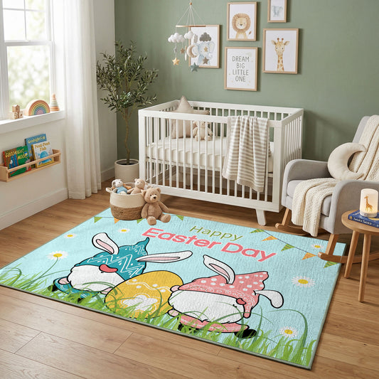 Happy Easter Boy Gnome Rug — full rug design
