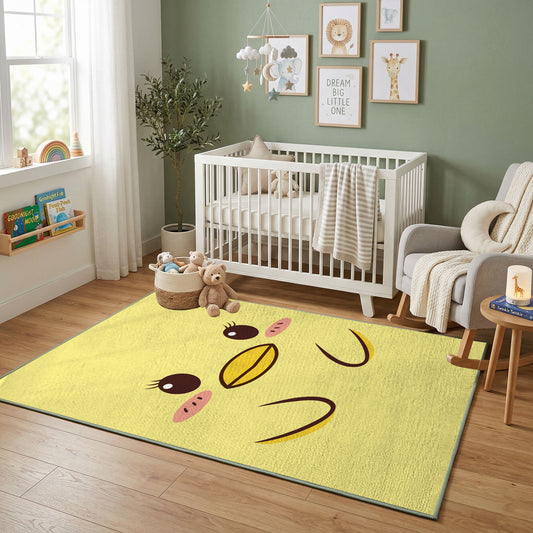 Yellow Winking Face Area Rug — full rug design