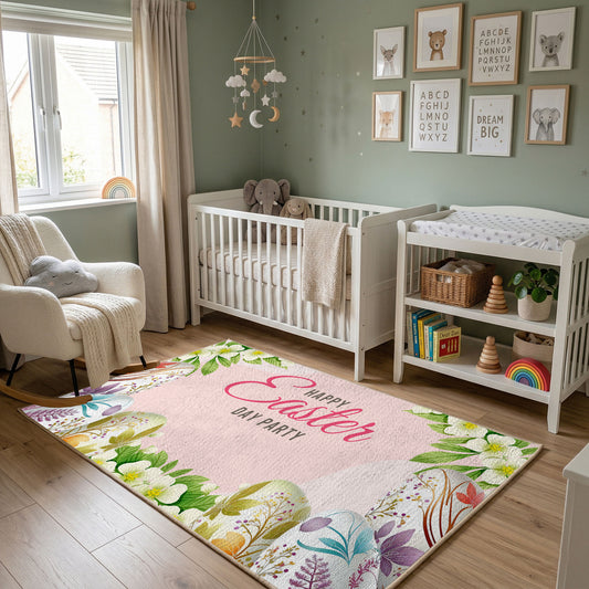 Watercolor Easter Floral Rug — full rug design