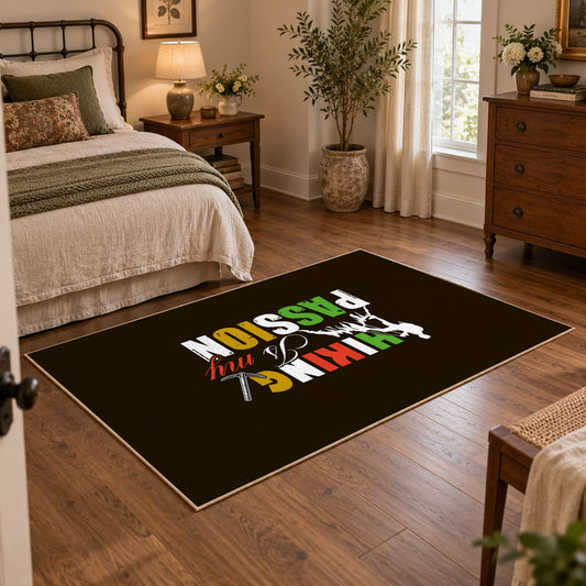 brown colorful hiking passion typography area rug, featured room view