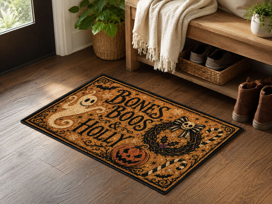 Suupia Bones Boos and Holly Doormat, styled view 2