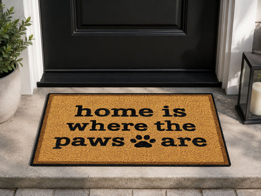 Suupia Home Is Where the Paws Are doormat, styled product view 1