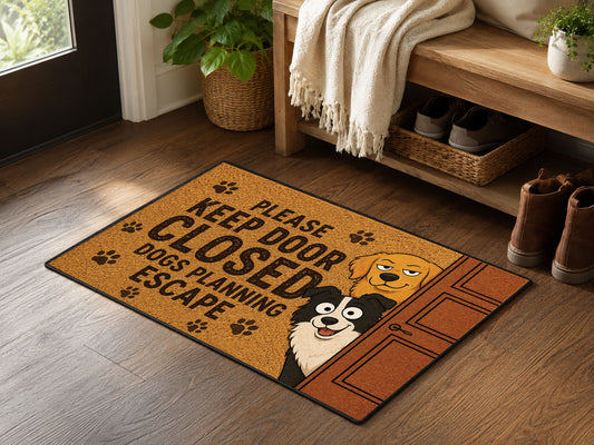 Suupia Keep Door Closed Dogs Planning Escape doormat, styled product view 2