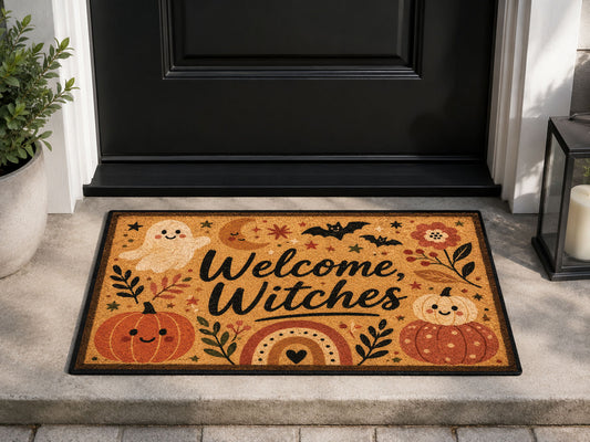 Suupia Welcome Witches doormat, styled product view 1