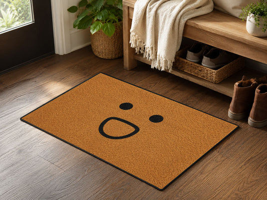 Suupia Happy Open Smile Face doormat, styled product view 2