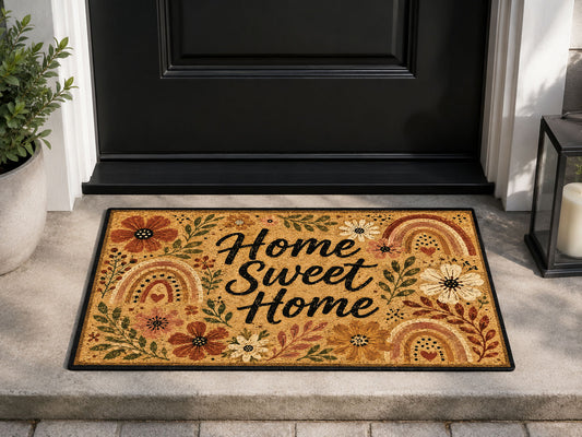 Suupia Home Sweet Home Floral doormat, styled product view 1