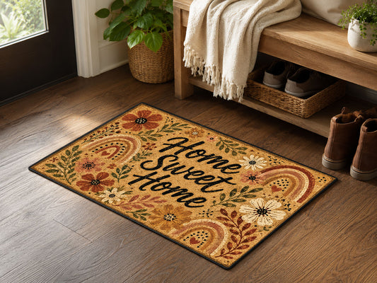 Suupia Home Sweet Home Floral doormat, styled product view 2