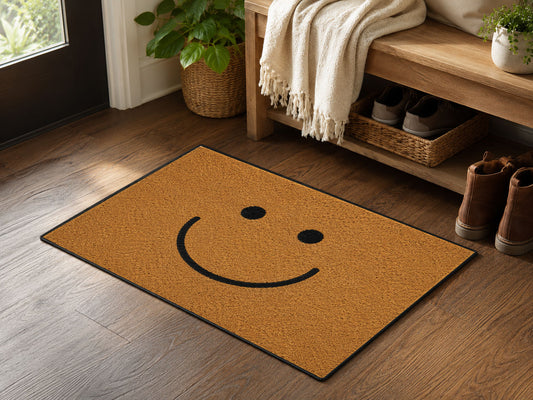 Suupia Smiley Face doormat, styled product view 2