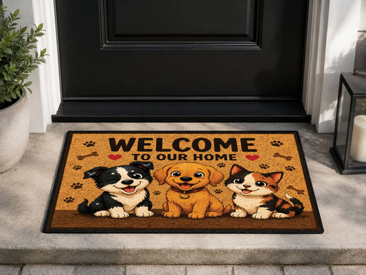 Suupia Welcome to Our Home Doormat, styled view 1