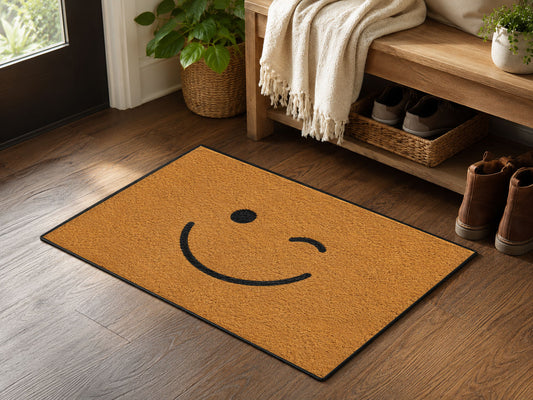 Suupia Winking Smiley Face Doormat, styled view 2