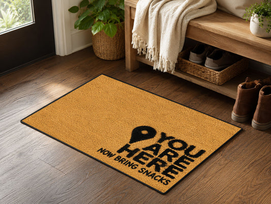 Suupia You Are Here Now Bring Snacks Doormat, styled view 2
