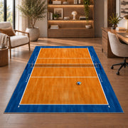 Volleyball Court Top View Rug in a home office with wooden shelves