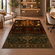Classic Bar Room Rug in a home office with wooden shelves