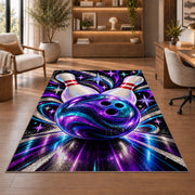 Sparkle Galaxy Bowling Ball Rug in a home office with wooden shelves