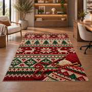 Nordic Knit Pattern Rug in a home office with wooden shelves